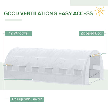  6x3x2m Tunnel Greenhouse with 12 Windows and UV Protection