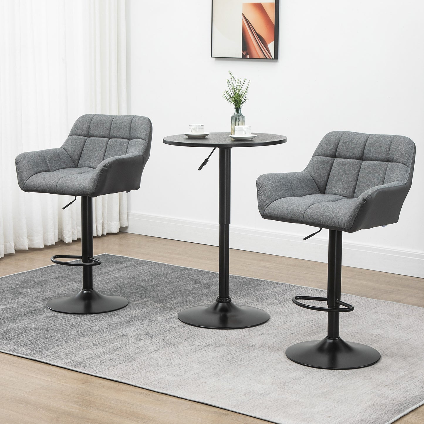 Tabourets de bar pivotants réglables avec appuie-bras et repose-pieds