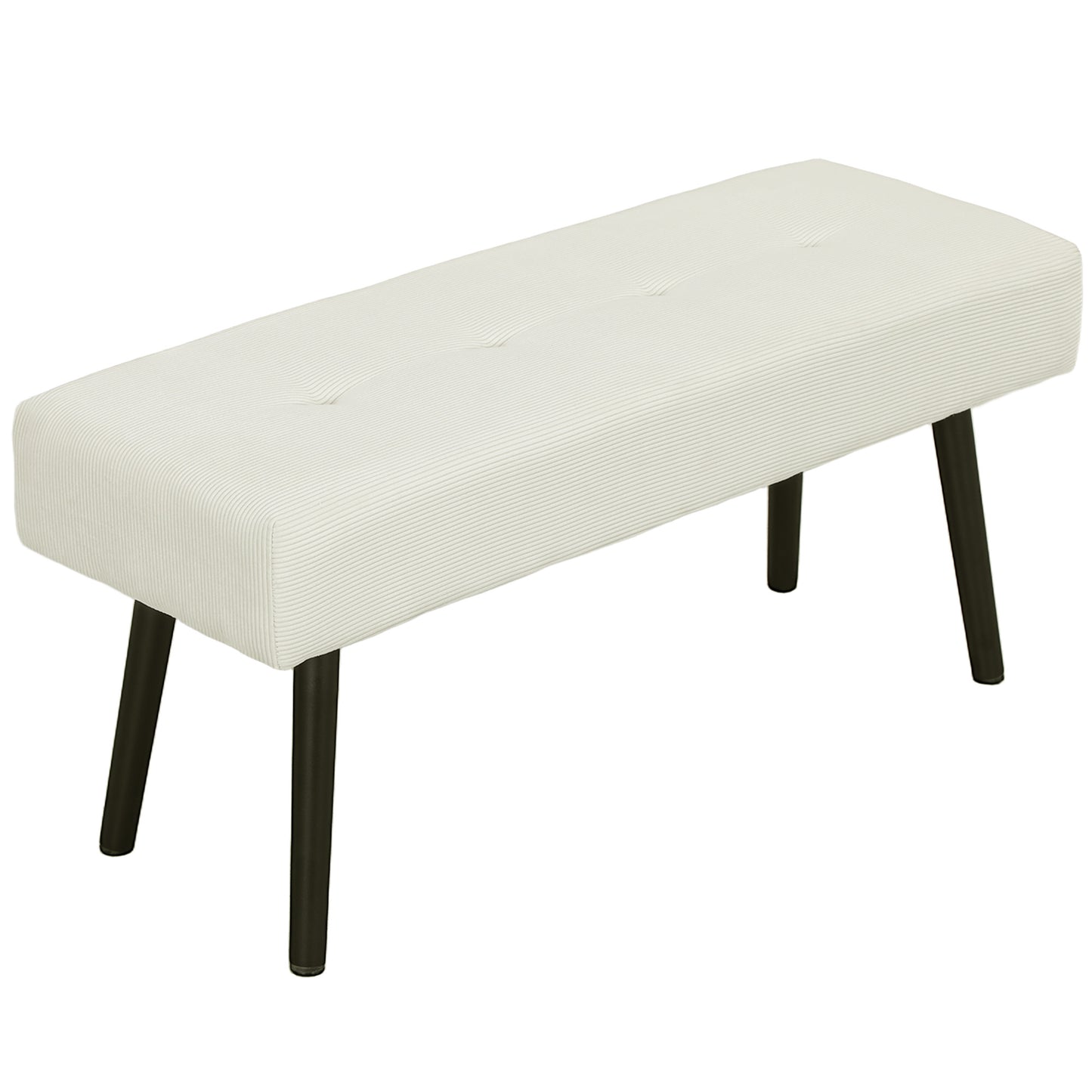 Banc capitonné en velours côtelé pieds en acier
