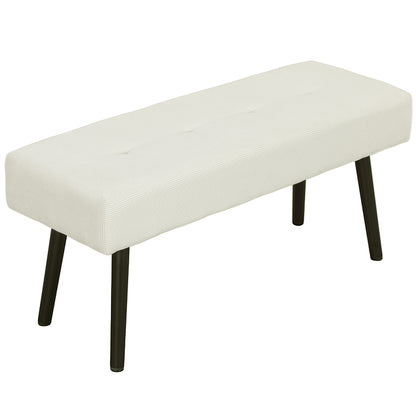 Banc capitonné en velours côtelé pieds en acier
