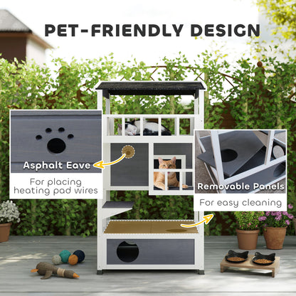 Maison pour chats extérieure 4 étages en bois de sapin