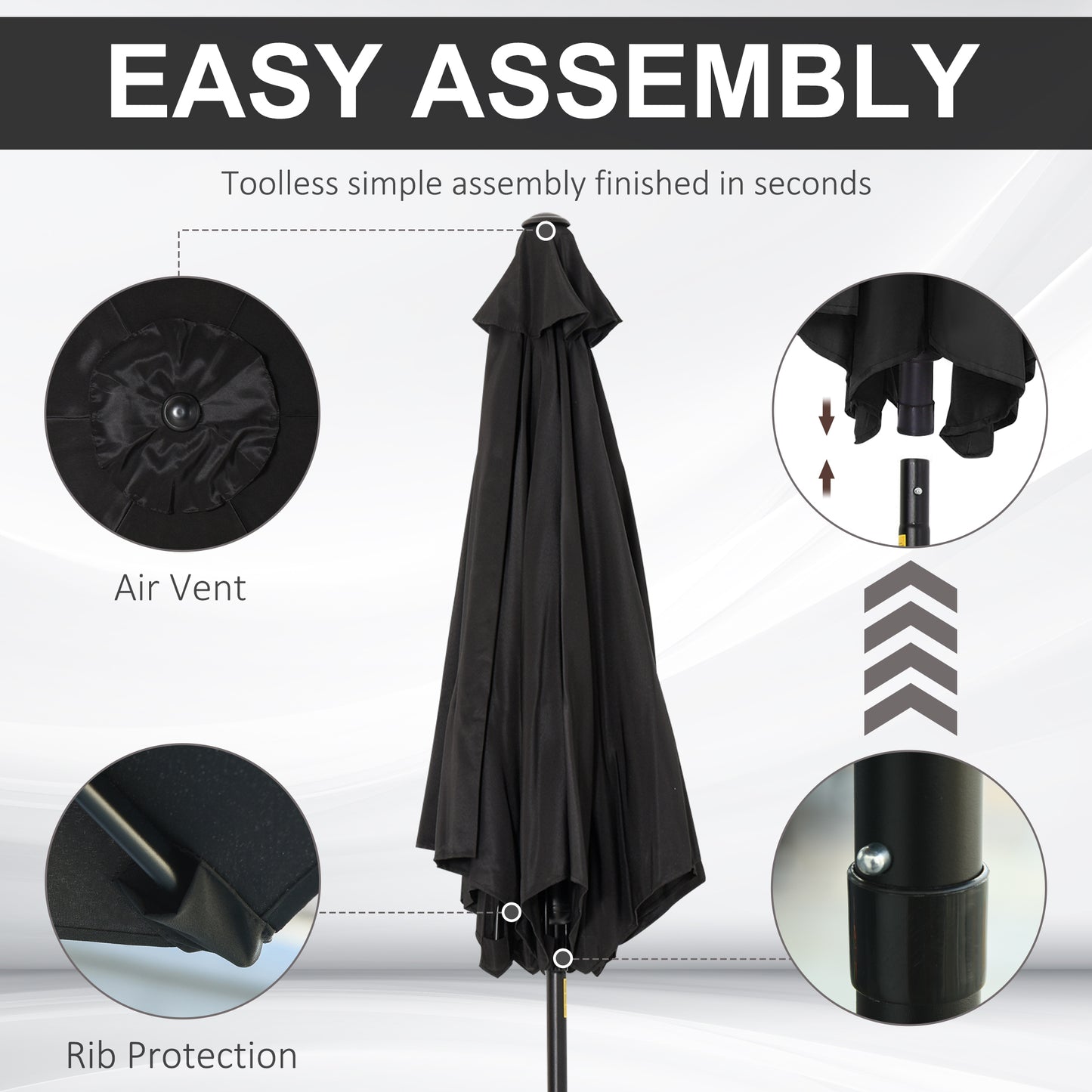 Parasol de patio rond 8.5 pieds avec manivelle