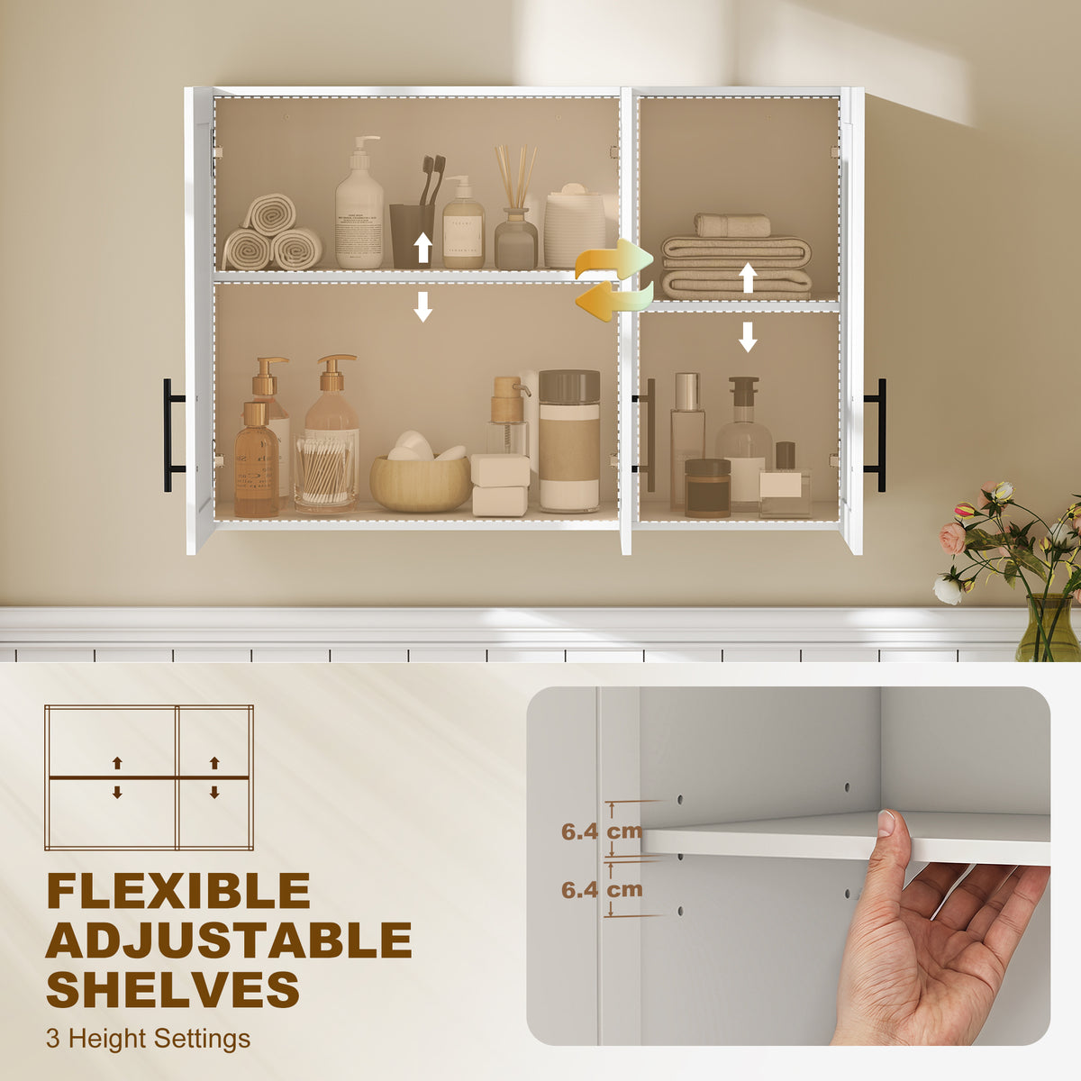 Armoire murale salle de bain 3 portes blanc