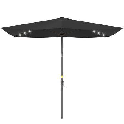 Parasol rectangulaire inclinable avec éclairage LED solaire 195x295cm