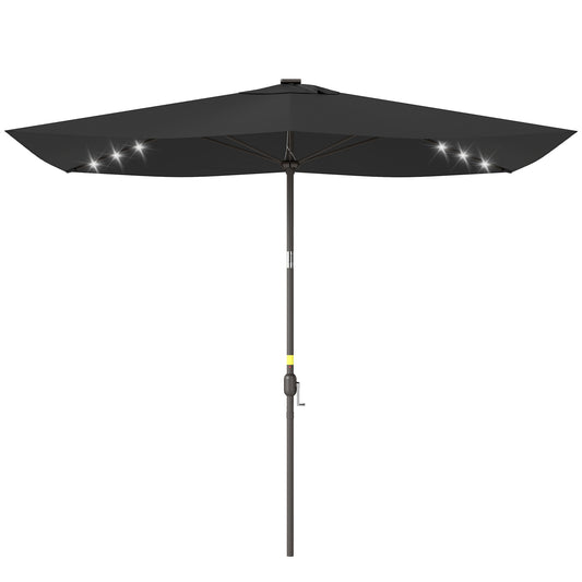 Parasol de Patio Rectangle 6,5x10pi avec Éclairage LED Solaire Aosom