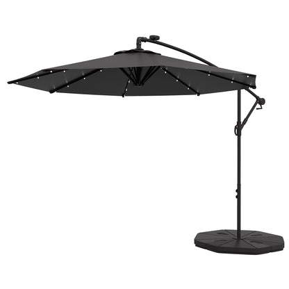 Parasol déporté LED solaire 290 cm avec base lestée