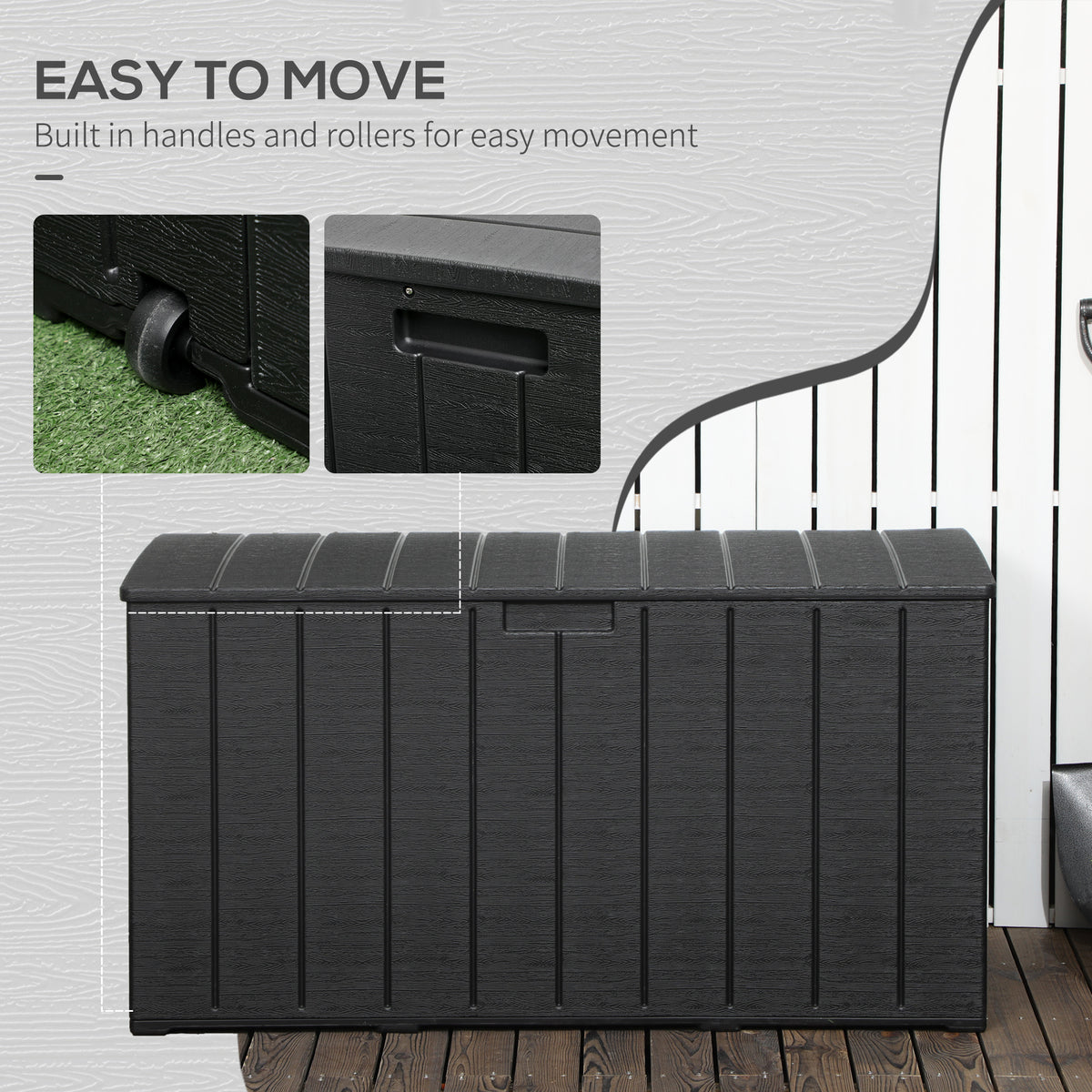 Coffre de rangement jardin 306 L étanche — noir