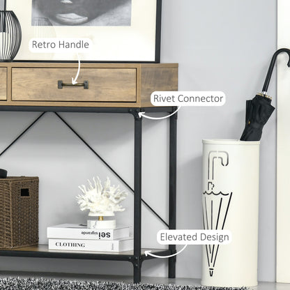 Console vintage avec tiroirs rangement 99 cm