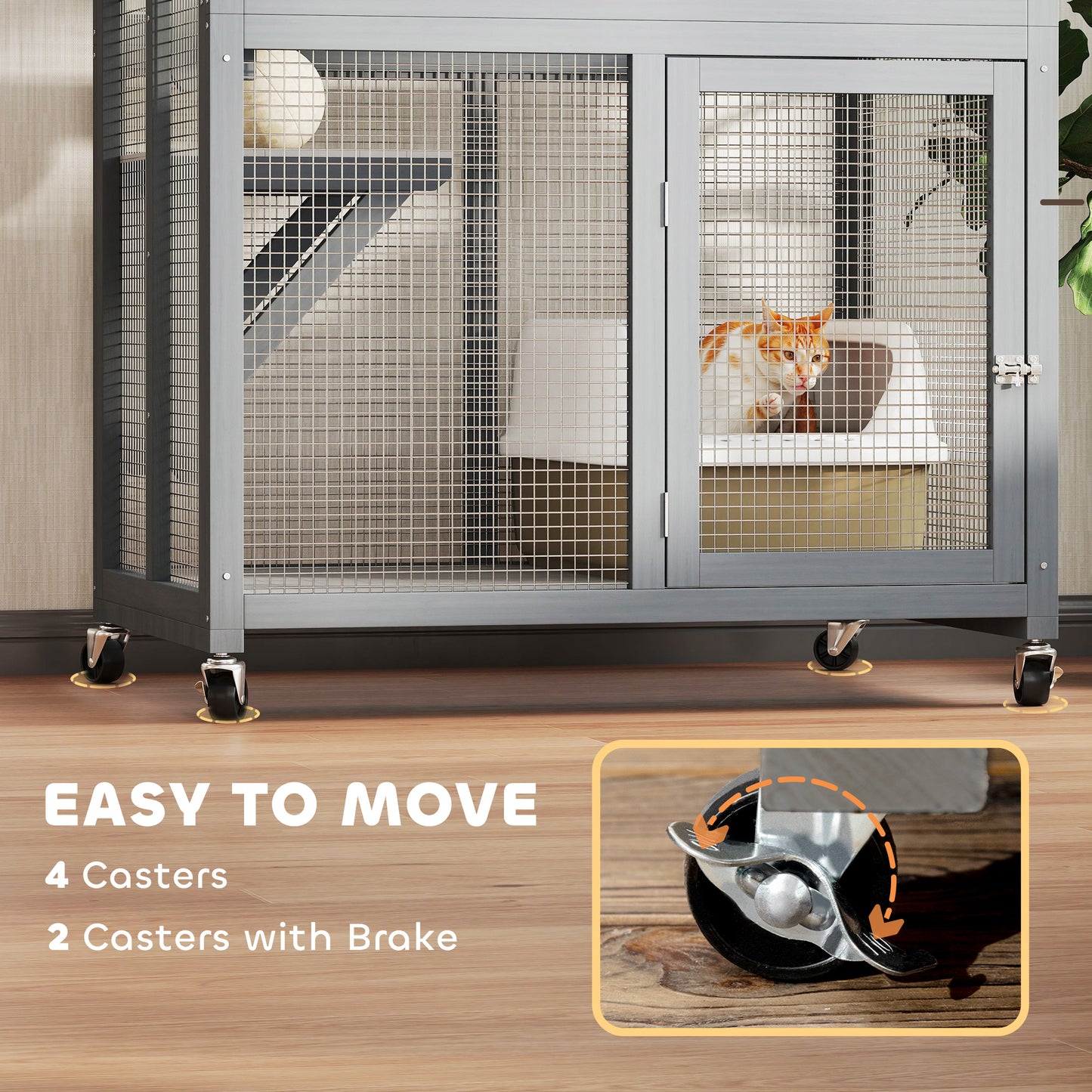 Enclos extérieur pour chat avec roues 74 pouces