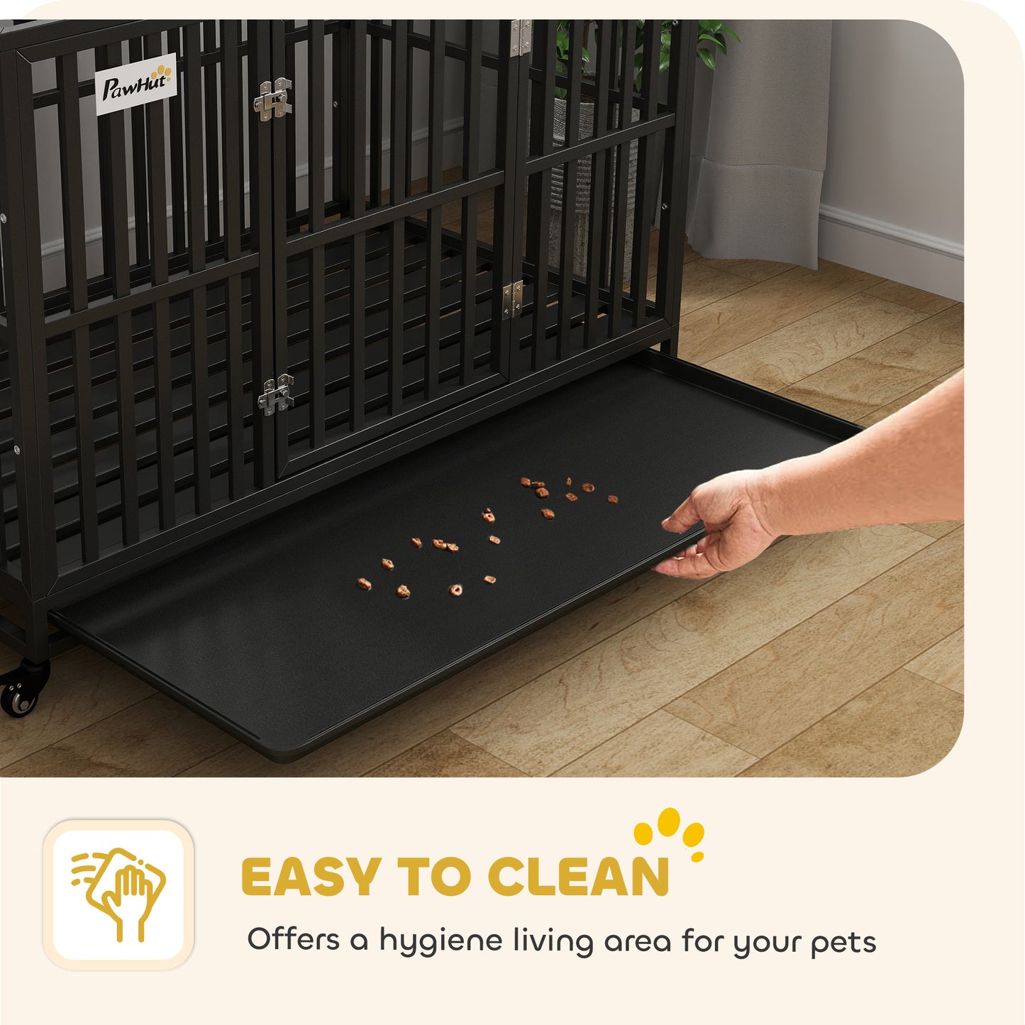 Cage pour chien en acier robuste 104 cm avec roulettes