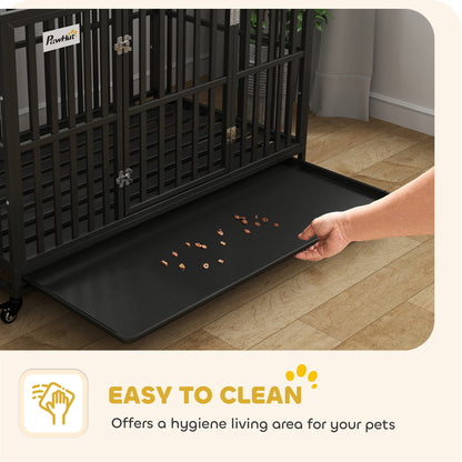 Cage pour chien en acier robuste 104 cm avec roulettes
