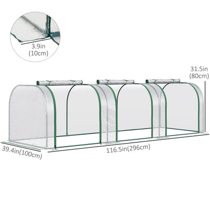 Serre tunnel portable 396 x 91 x 76 cm avec 4 portes