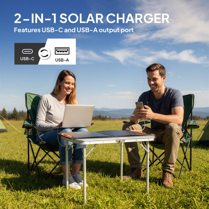 Panneau solaire portable pliable 100W USB-A et USB-C