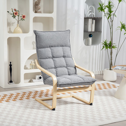 Fauteuil d'accent moderne avec accoudoirs en bois et mouvement berçant