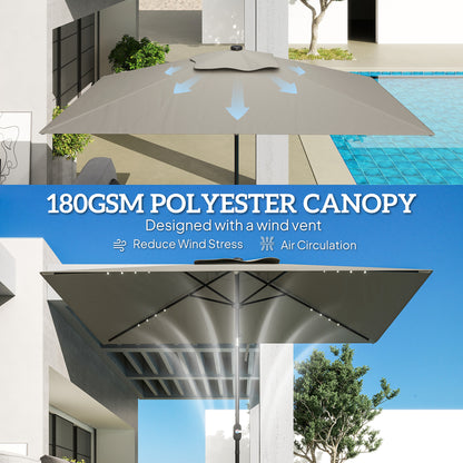 Parasol rectangulaire 6' x 10' avec éclairage LED solaire