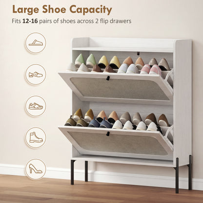 Armoire à chaussures boho 2 tiroirs à abattant