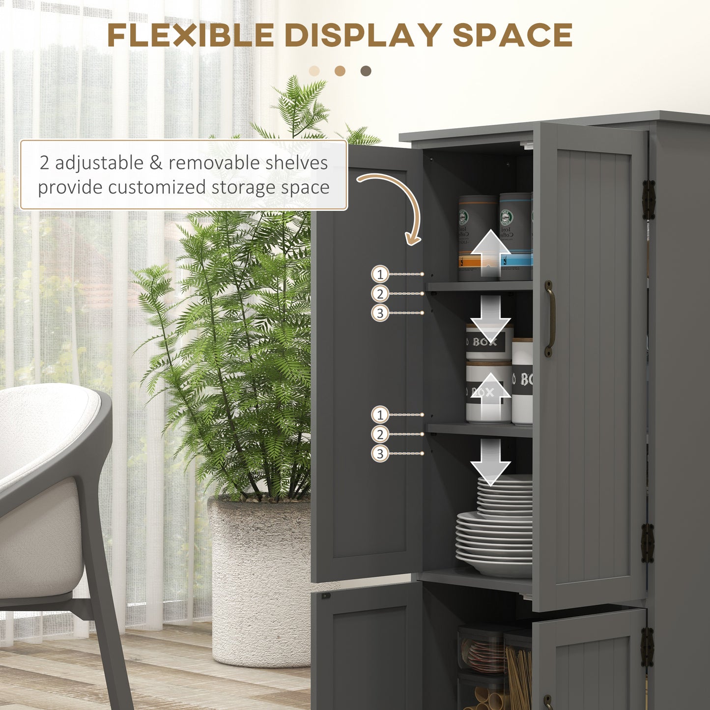 Armoire de rangement 4 portes avec tablettes ajustables