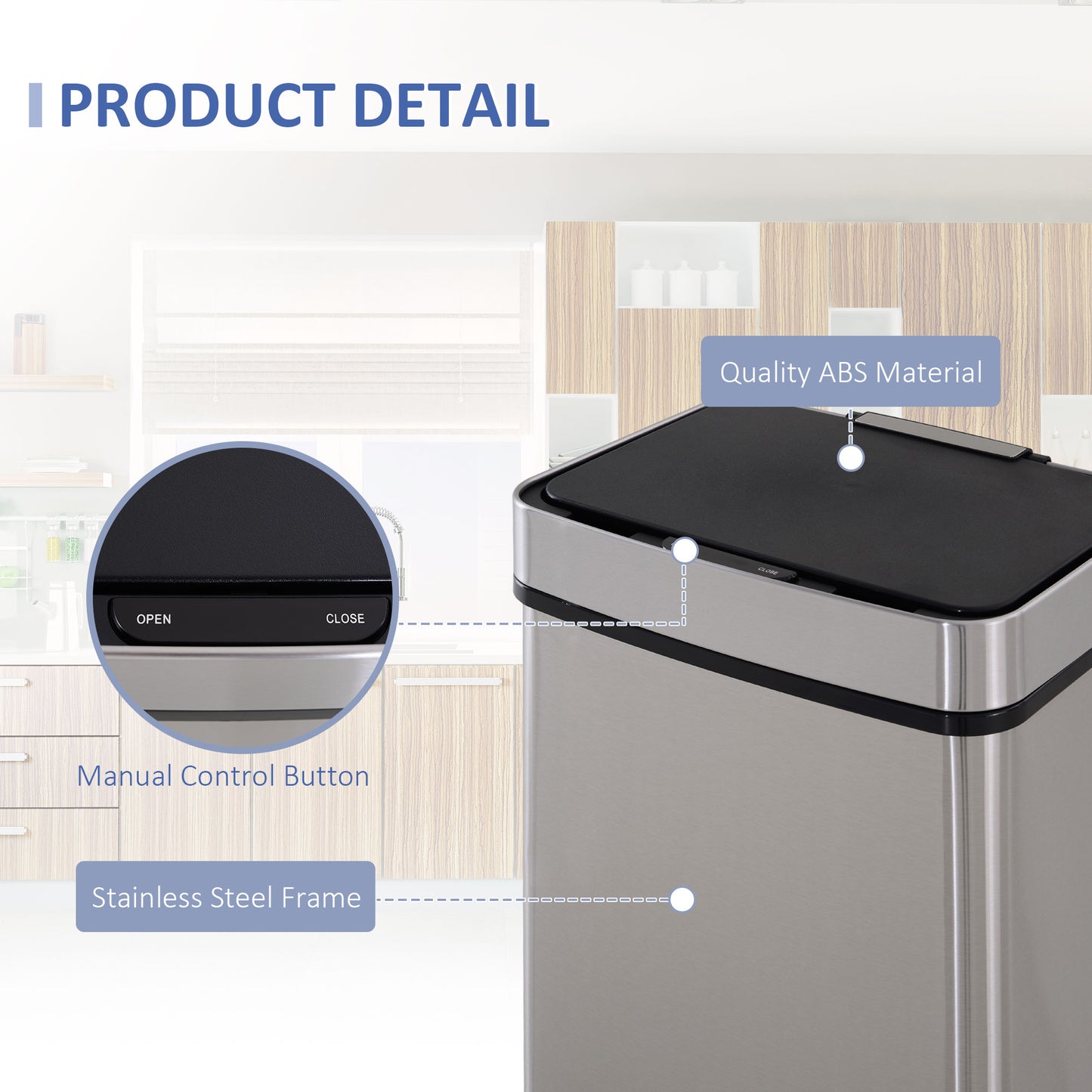 Poubelle à capteur 3 compartiments 72 L — Inox