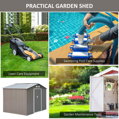 Abri de jardin métal 2,7 x 1,9 m — gris