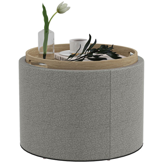 Table basse ronde avec rangement caché et plateau amovible