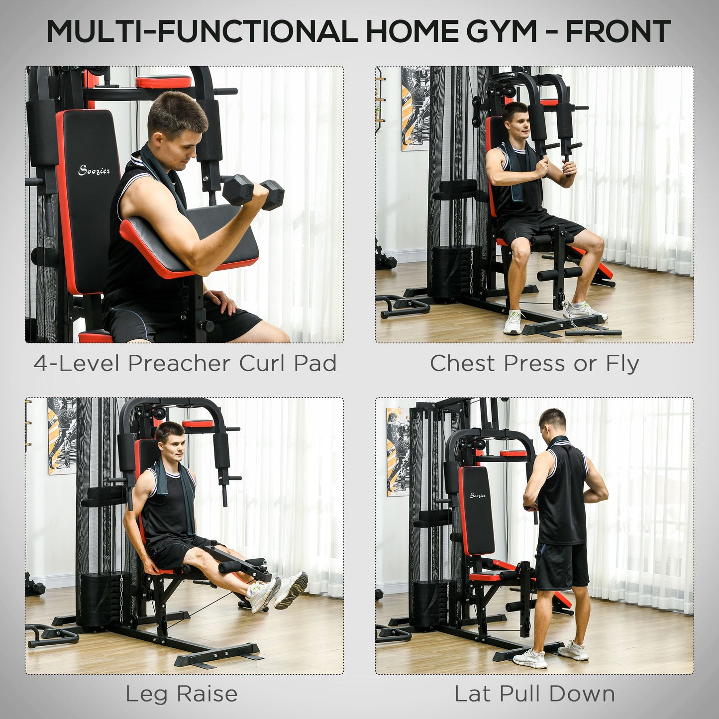 Station d'entraînement multifonction avec poids 65 kg
