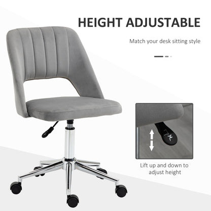 Chaise de bureau mi-hauteur velours forme festonnée pivotante