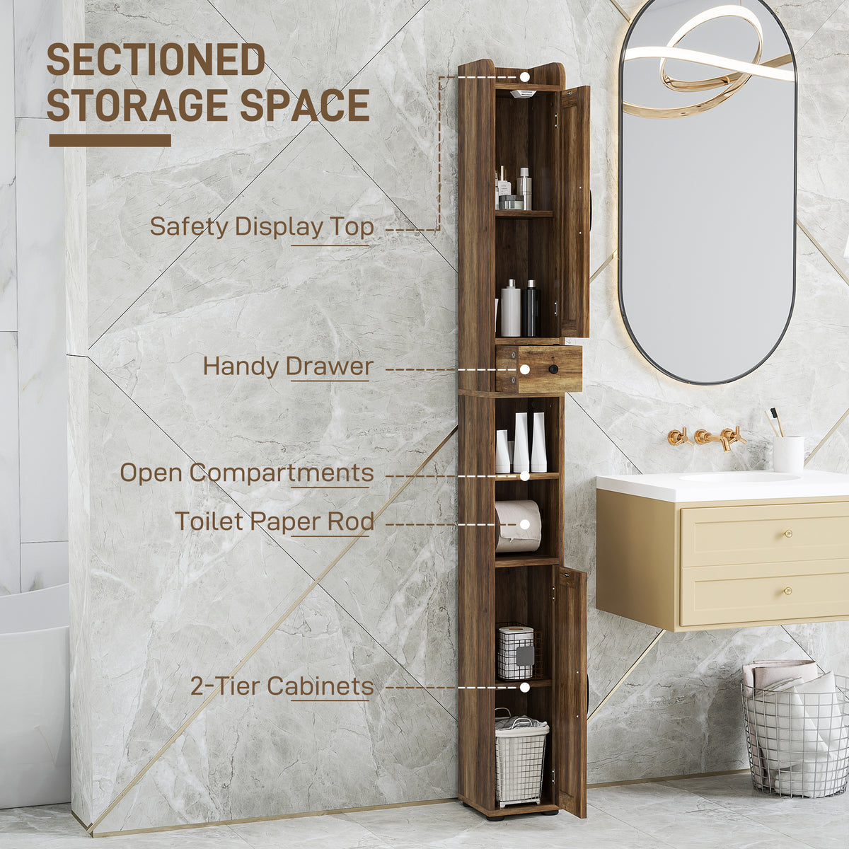 Meuble de salle de bain étroit style champêtre