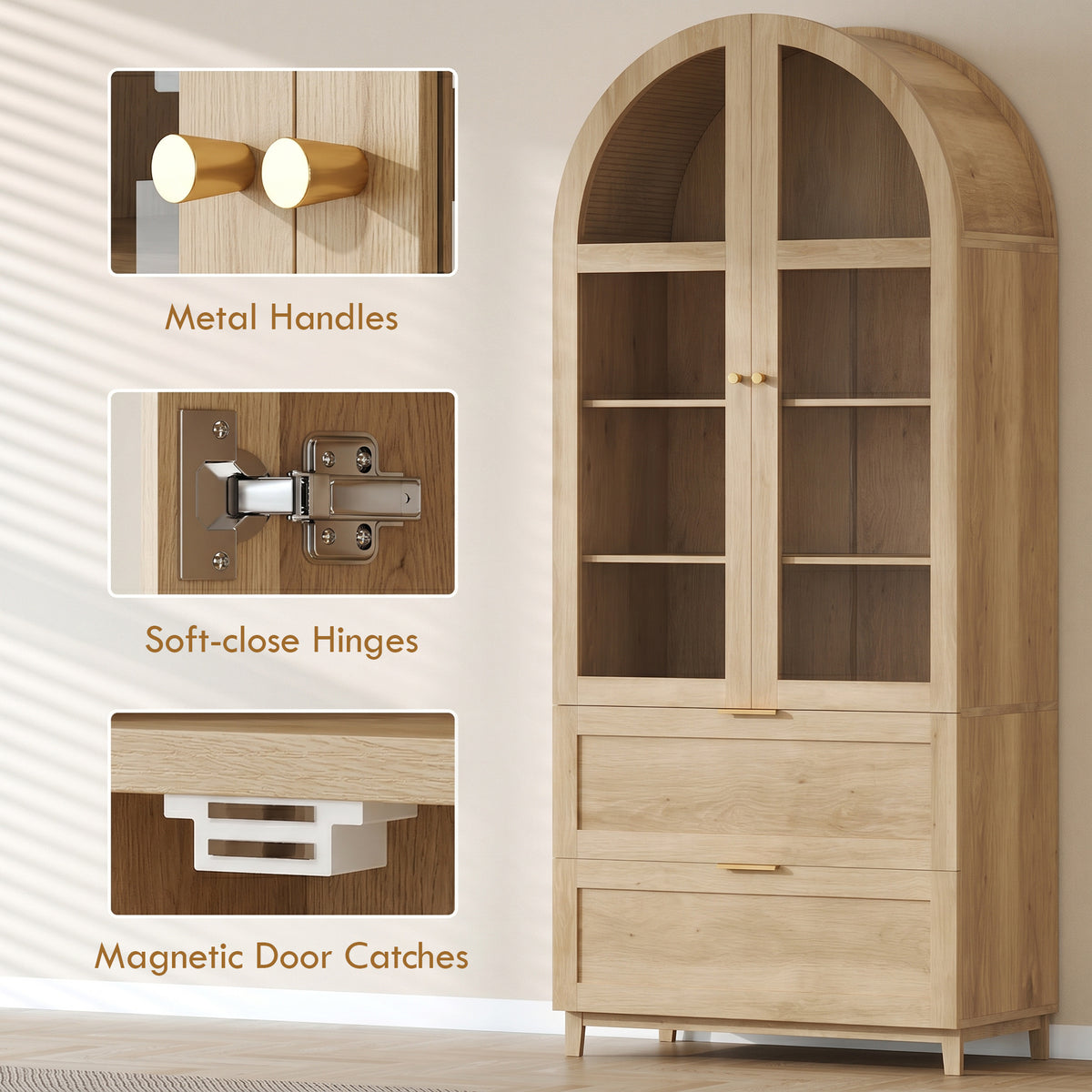 Armoire de cuisine arquée style maison de campagne 180 cm