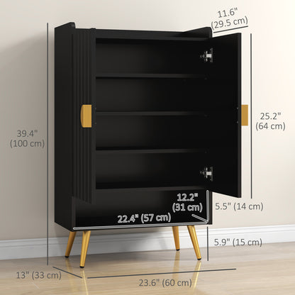 Armoire à chaussures étroite 4 niveaux, 15 paires