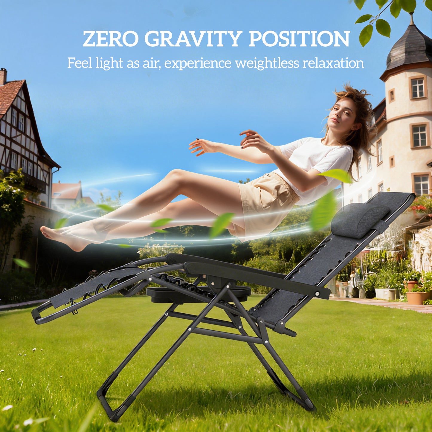 Chaises longues zéro gravité pliantes ensemble de 2