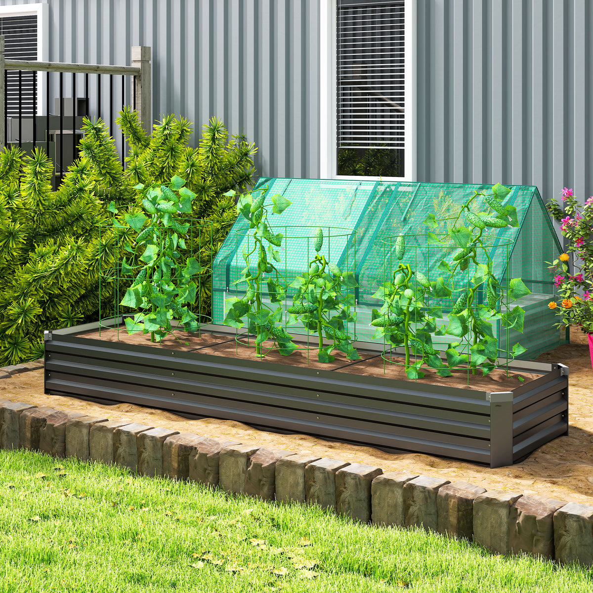 Bac surélevé galvanisé 8'x2'x1' pour jardin