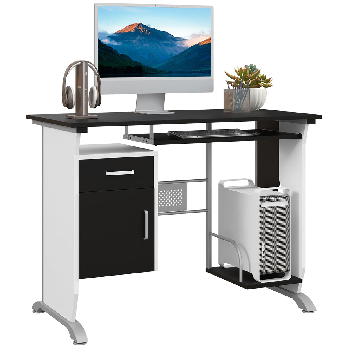 Bureau d'ordinateur moderne avec rangement