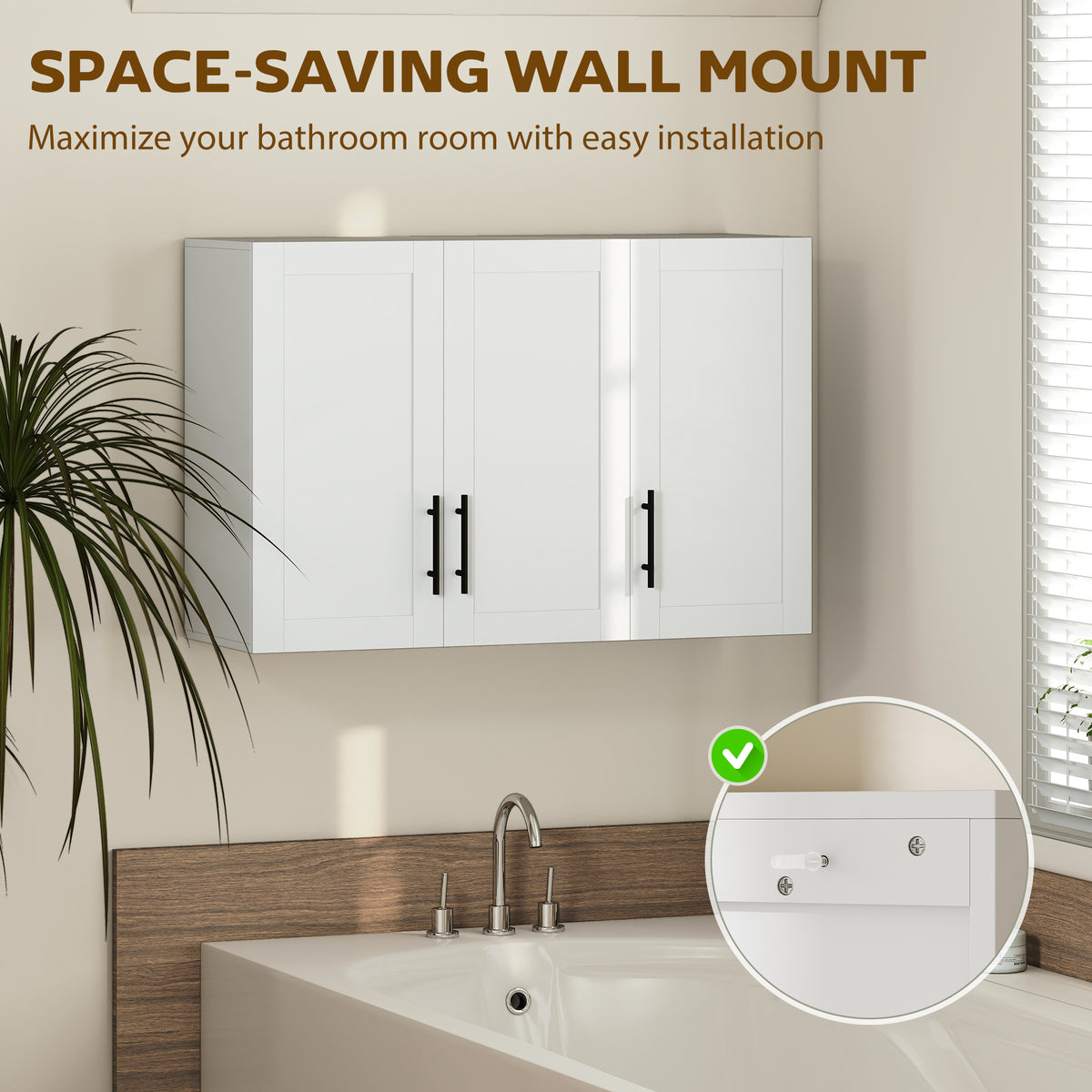 Armoire murale salle de bain 3 portes blanc