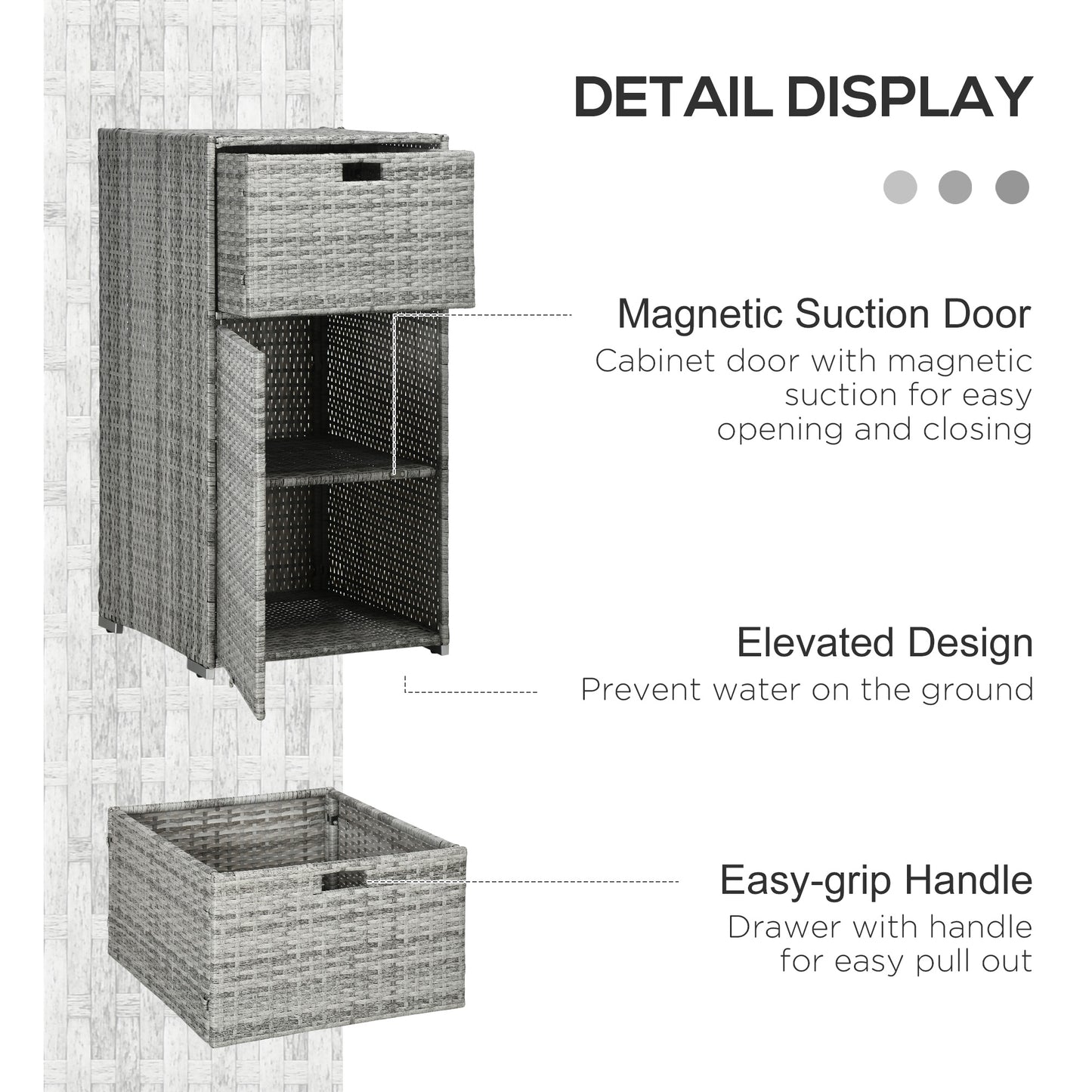 Armoire rangement patio rotin avec tiroir porte-serviettes