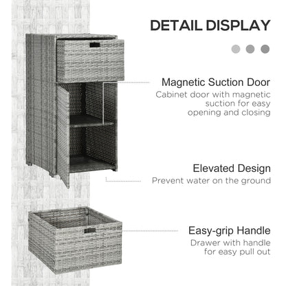 Armoire rangement patio rotin avec tiroir porte-serviettes