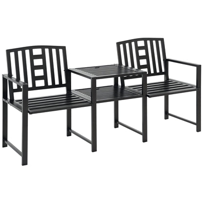 Banc de jardin acier avec table centrale — Gris