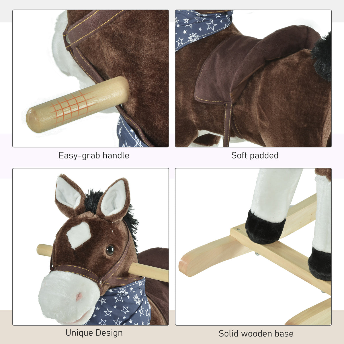 Cheval à bascule en peluche pour enfants son réaliste