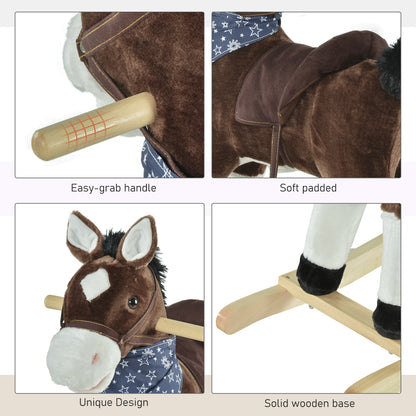 Cheval à bascule en peluche pour enfants son réaliste