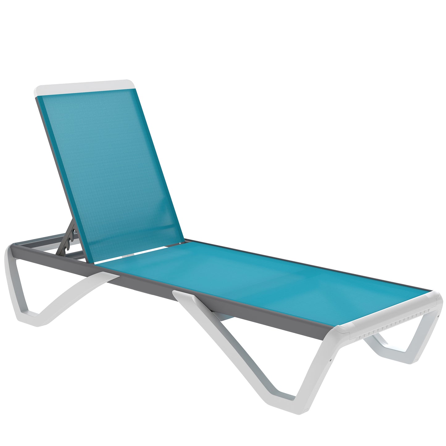 Chaise longue de patio en aluminium à dossier 5 niveaux