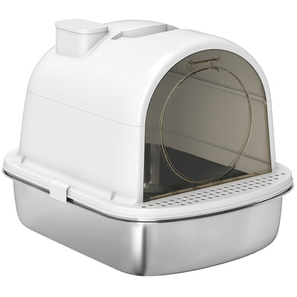 Litière pour chat en acier inoxydable avec scoop