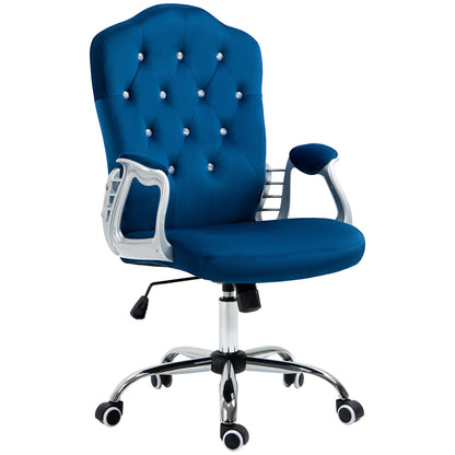 Chaise de bureau velours capitonnée réglable pivotante