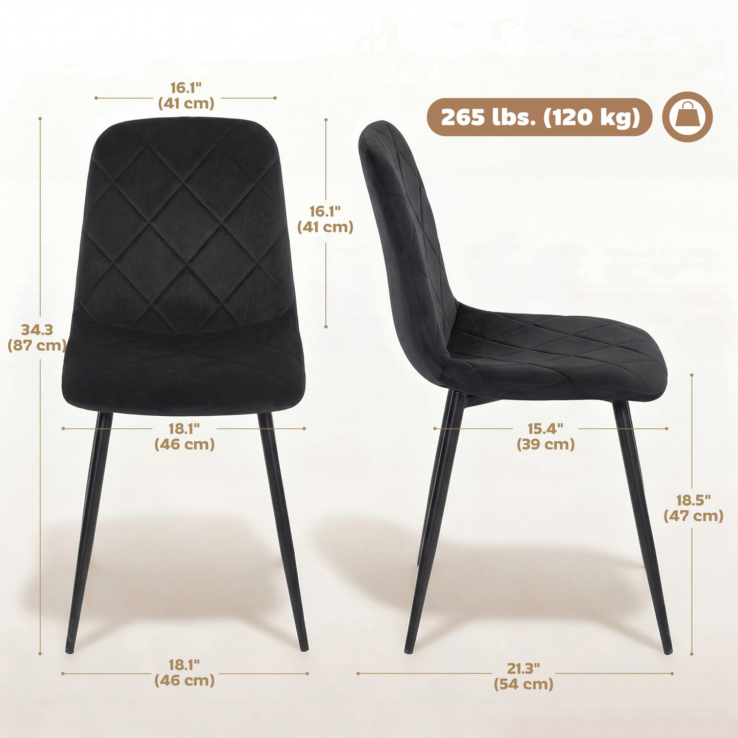 Chaises de salle à manger rembourrées ensemble de 4