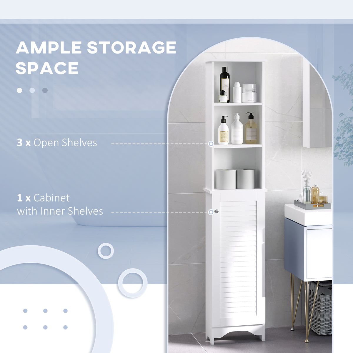 Meuble colonne de rangement pour salle de bains étroit