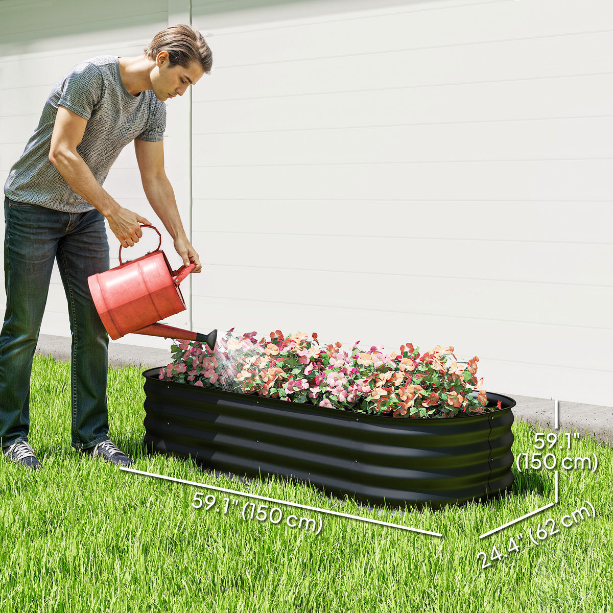 Jardinière surélevée galvanisée 150 x 60 x 30 cm
