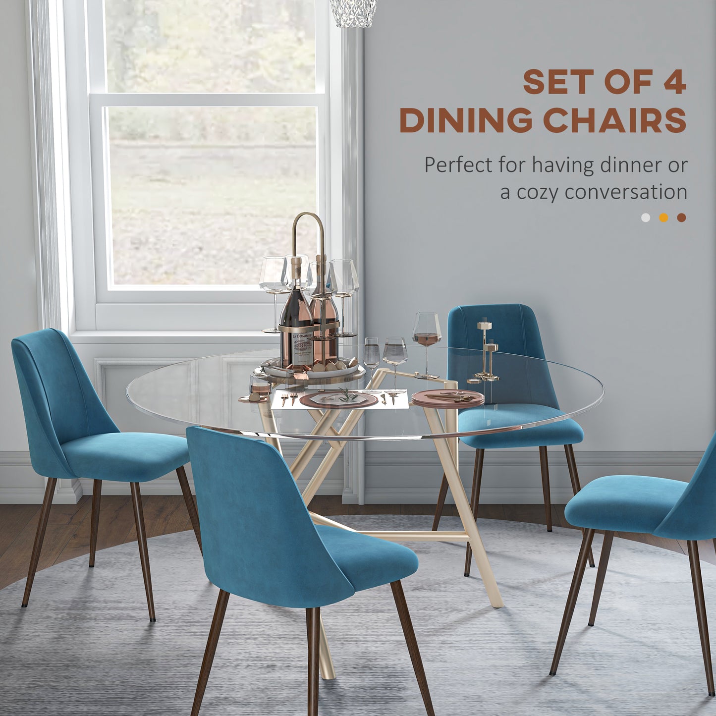 Chaises de salle à manger rembourrées velours ensemble 4