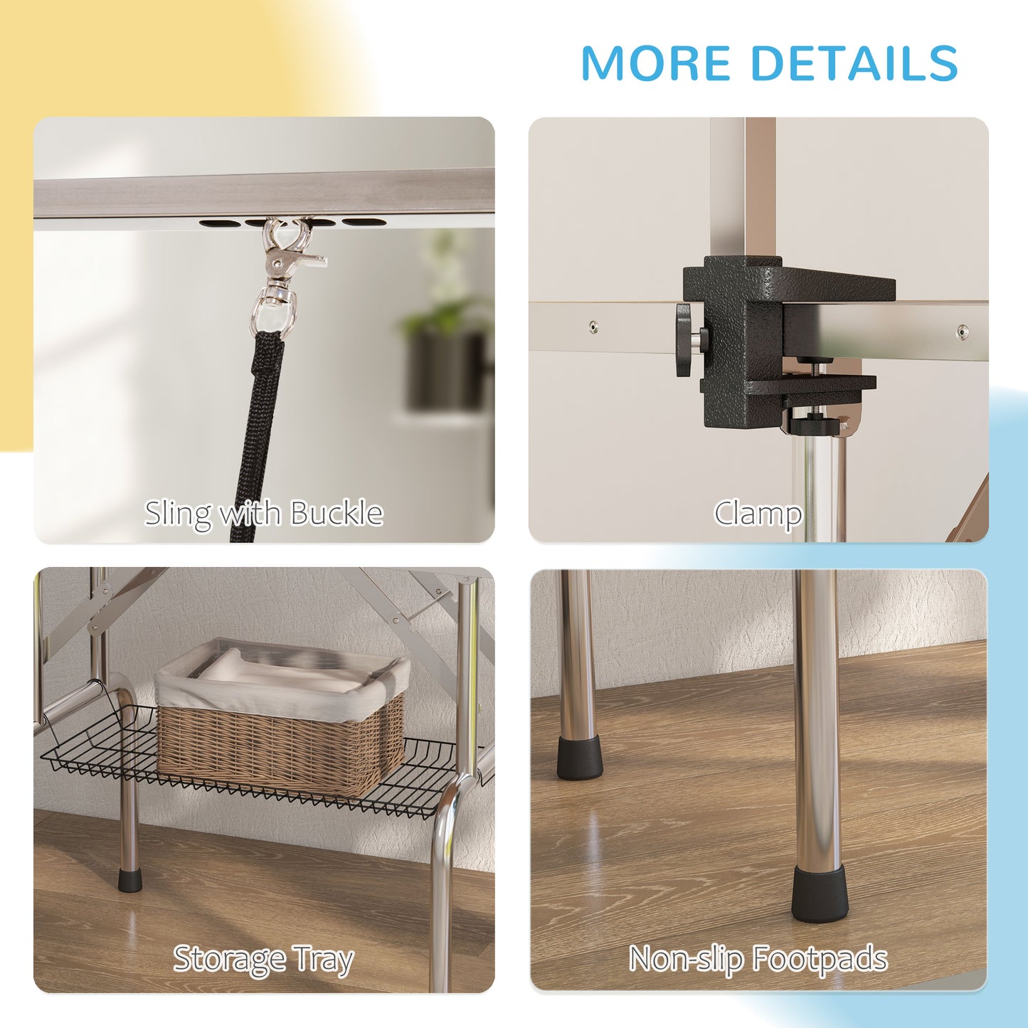 Table de toilettage ajustable pour chiens avec sangles sécurité