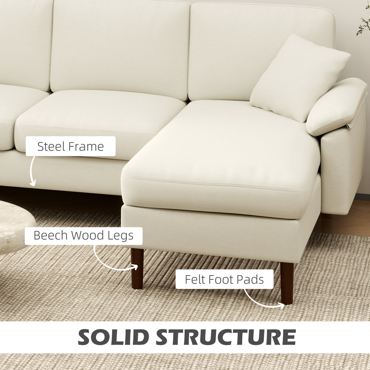 Sofa sectionnel en L avec chaise longue interchangeable