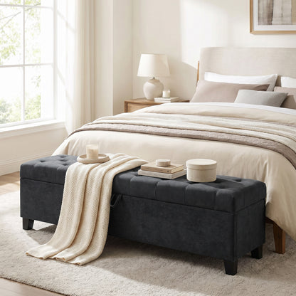 Banc coffre en velours bout de lit 160 cm