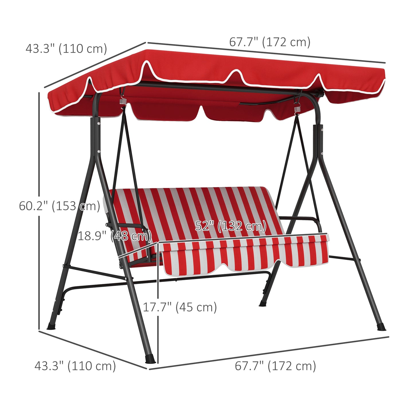 Balancelle de patio 3 places avec auvent ajustable
