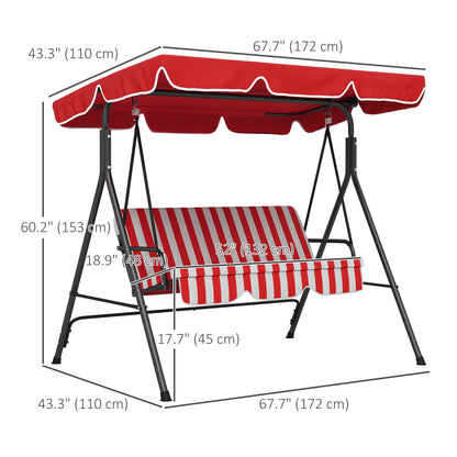 Balancelle de patio 3 places avec auvent ajustable